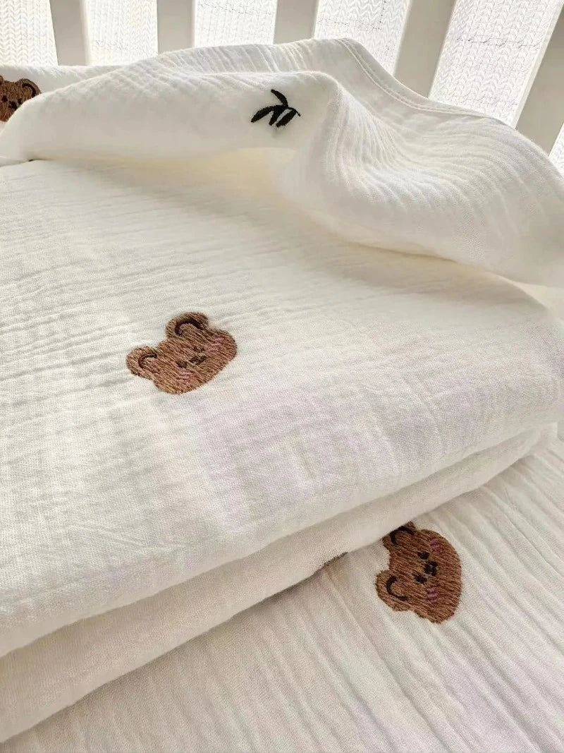 Embroidered 4 Layer Muslin Blankets - Just Kidding Store