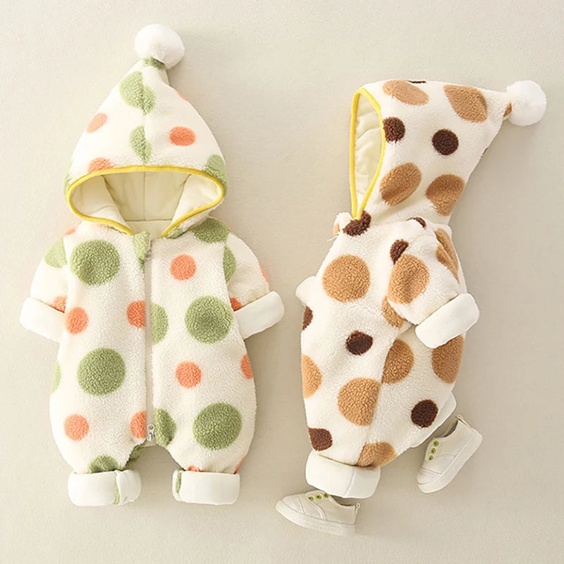 Warm Fleece Polka Dot Romper - Just Kidding Store