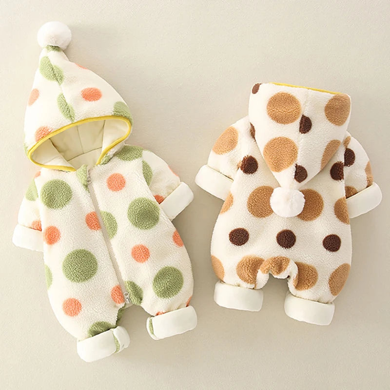 Warm Fleece Polka Dot Romper - Just Kidding Store