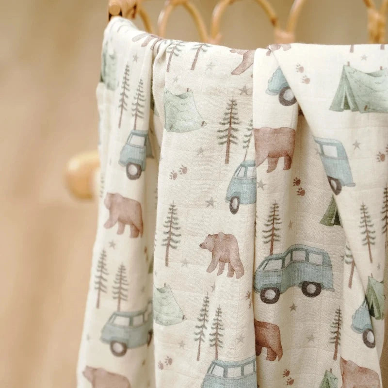 2 Layers Bamboo Cotton Muslin Swaddle Blankets - Just Kidding Store