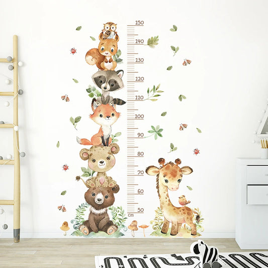 Cartoon Animals Height Measure Decal - Growth Chart Sticker - Just Kidding Store