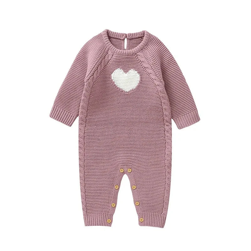 White Heart Knitted Infant Jumpsuit - Just Kidding Store