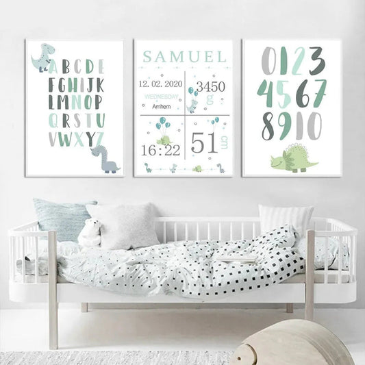 Custom Name Birth Stats Canvas Poster - Just Kidding Store