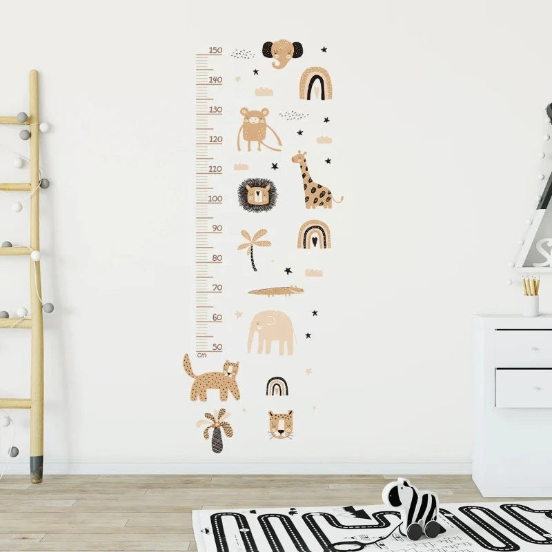 Boho Safari Animals Height Growth Chart Wall Sticker - Just Kidding Store