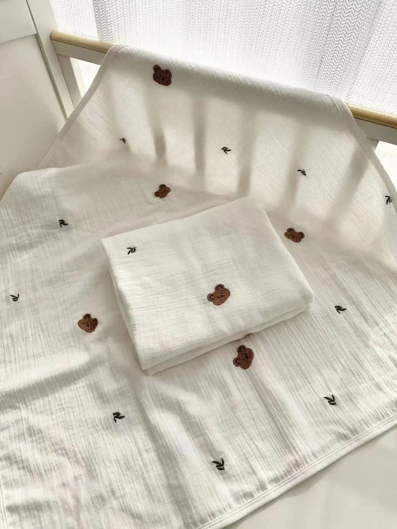 Embroidered 4 Layer Muslin Blankets - Just Kidding Store