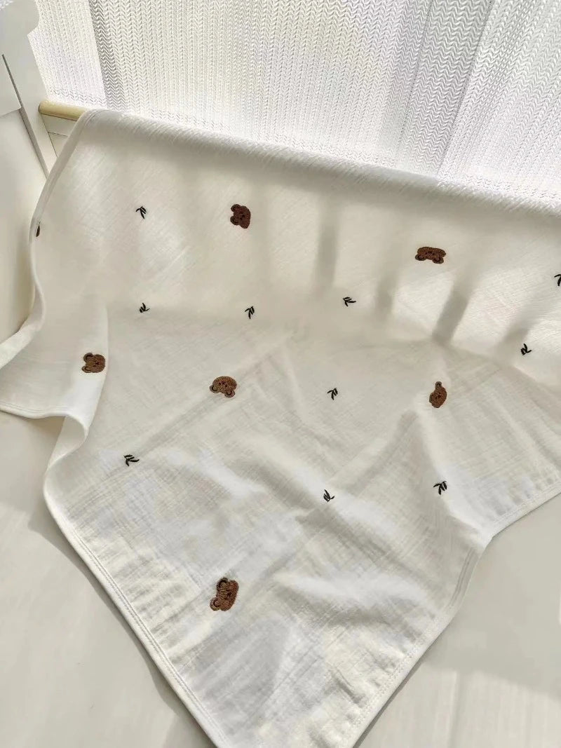 Embroidered 4 Layer Muslin Blankets - Just Kidding Store