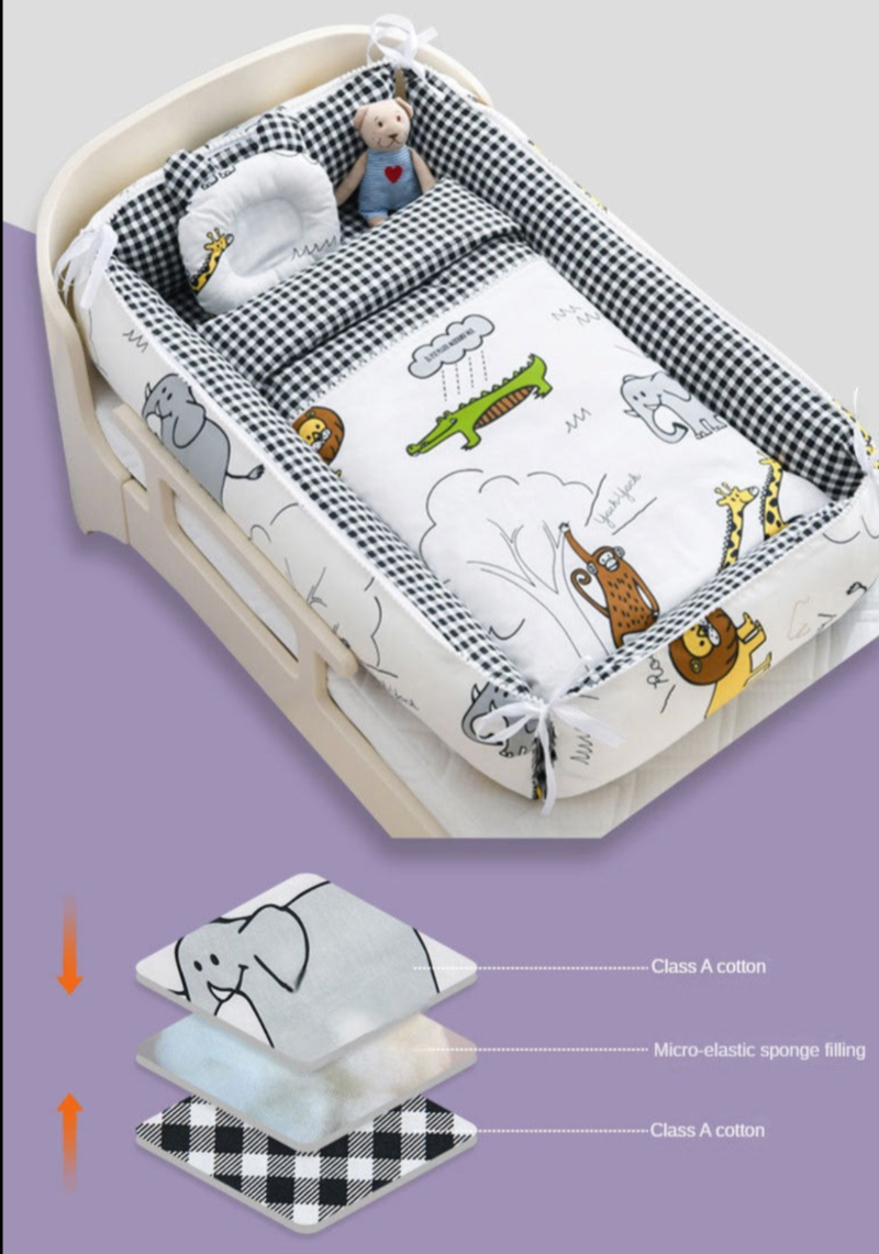 Multifunctional Baby Nest - Portable High Border Infant Crib Set - Just Kidding Store