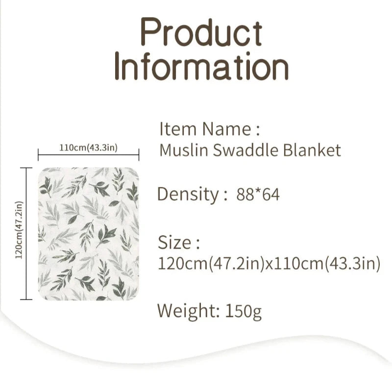 Floral Muslin Blanket - 2 Layers Cotton Swaddle - Just Kidding Store