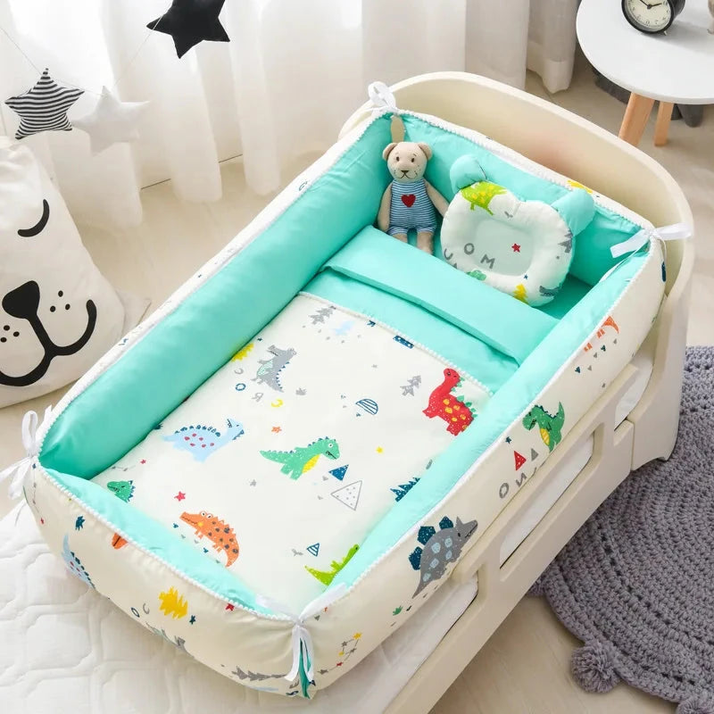 Multifunctional Baby Nest - Portable High Border Crib Set - Just Kidding Store