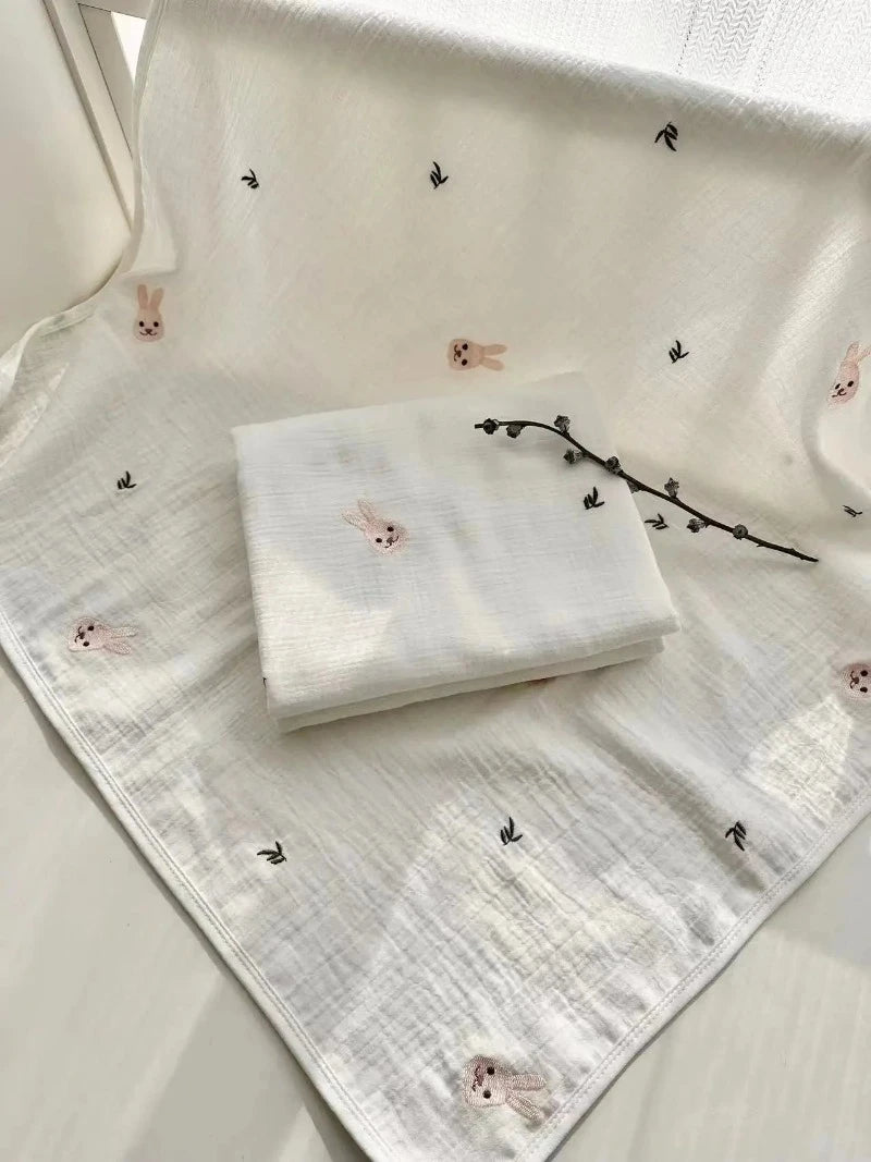 Embroidered 4 Layer Muslin Blankets - Just Kidding Store