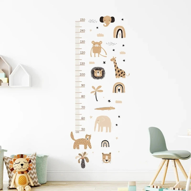 Boho Safari Animals Height Growth Chart Wall Sticker - Just Kidding Store