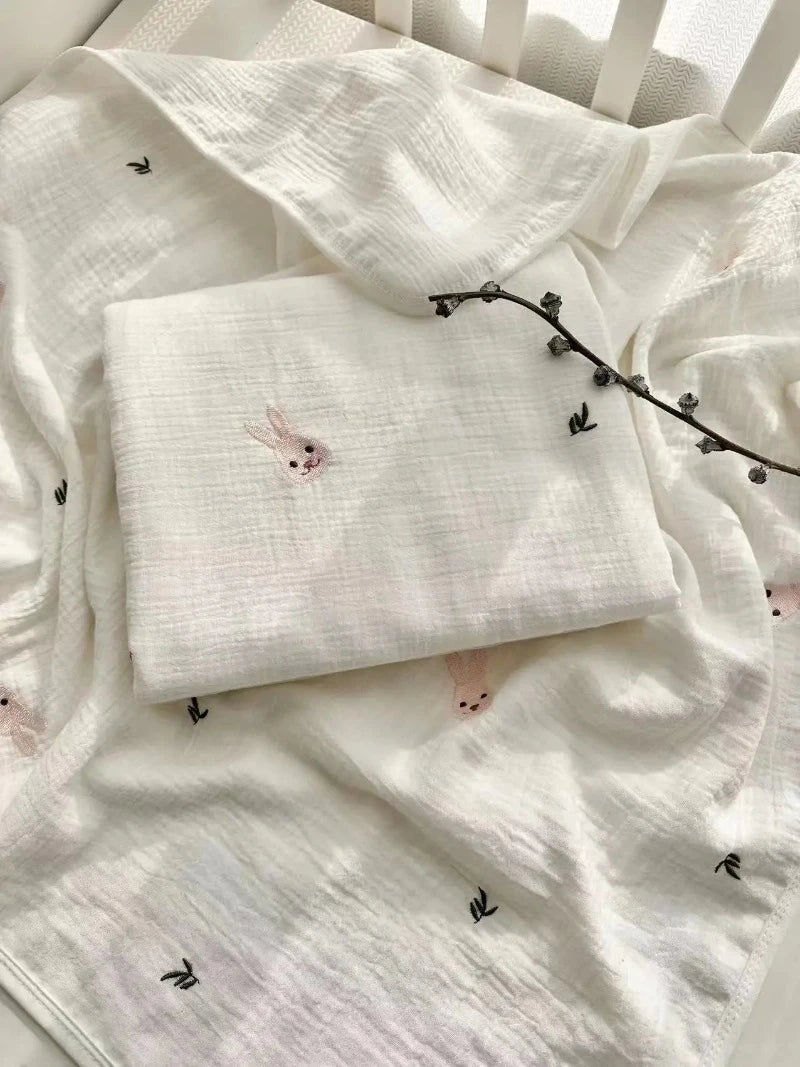 Embroidered 4 Layer Muslin Blankets - Just Kidding Store