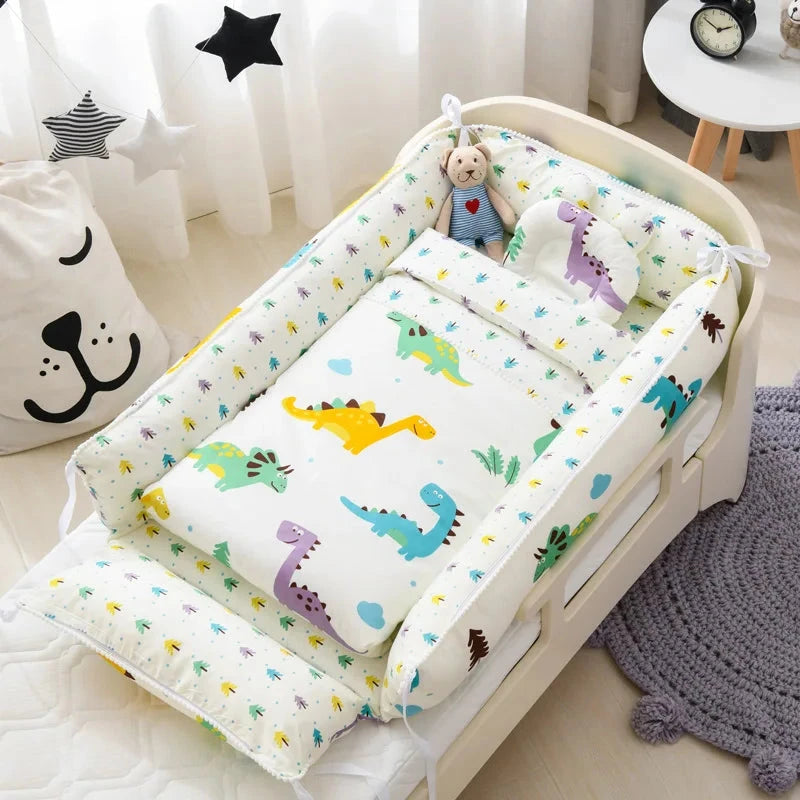 Multifunctional Baby Nest - Portable High Border Crib Set - Just Kidding Store