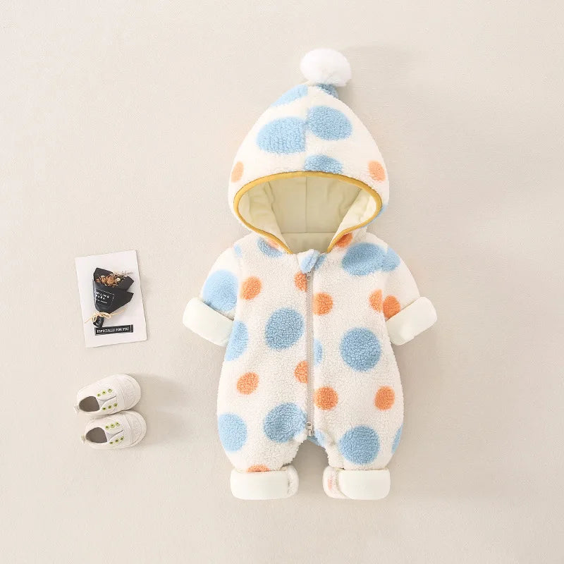 Warm Fleece Polka Dot Romper - Just Kidding Store