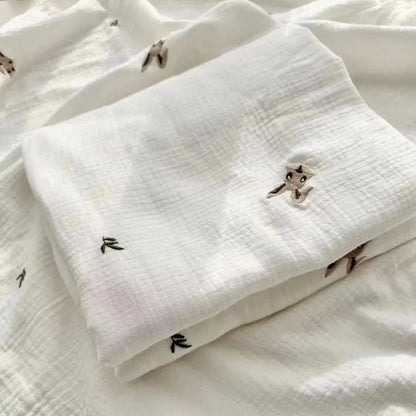 Embroidered 4 Layer Muslin Blankets - Just Kidding Store