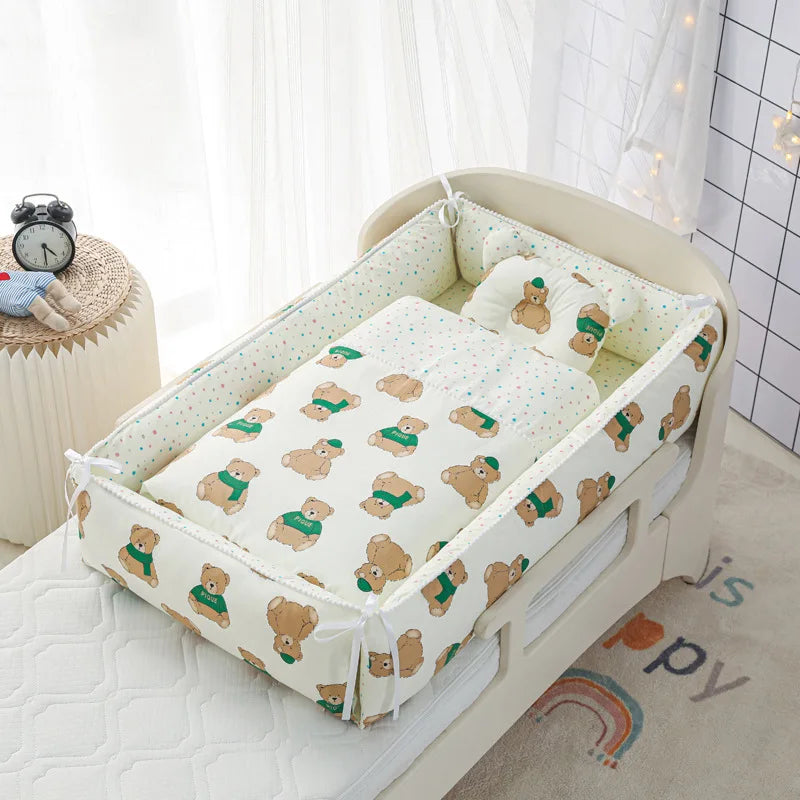 Multifunctional Baby Nest - Portable High Border Crib Set - Just Kidding Store