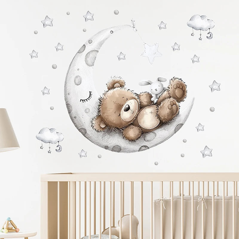 Sleepy Teddy Bear Wall Decals - Just Kidding Store