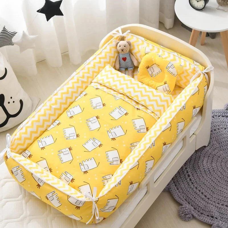 Multifunctional Baby Nest - Portable High Border Crib Set - Just Kidding Store