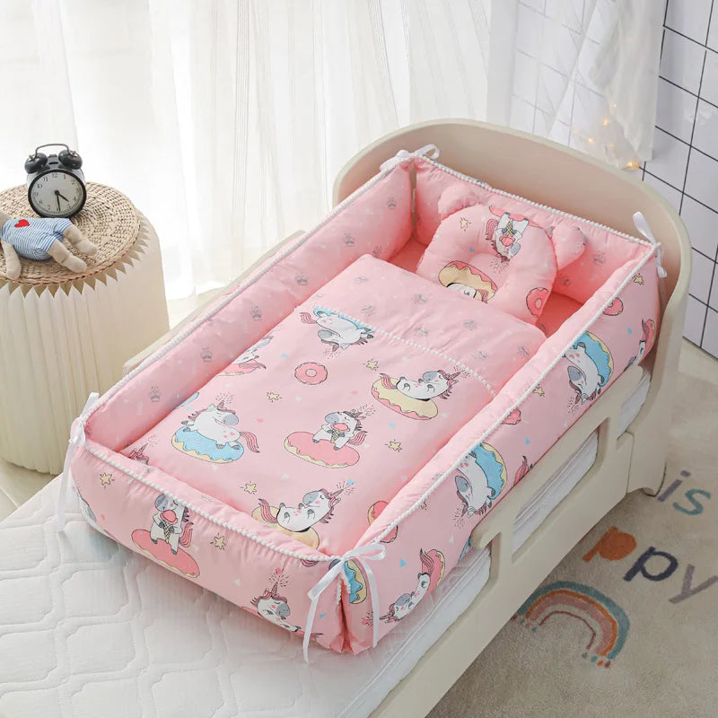 Multifunctional Baby Nest - Portable High Border Crib Set - Just Kidding Store