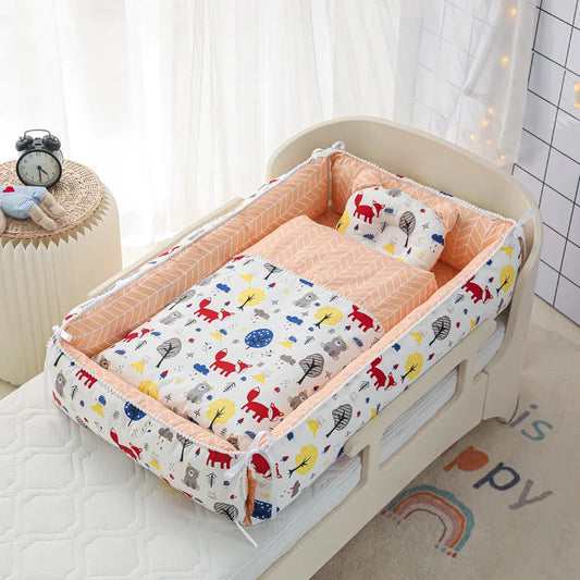 Multifunctional Baby Nest - Portable High Border Crib Set - Just Kidding Store