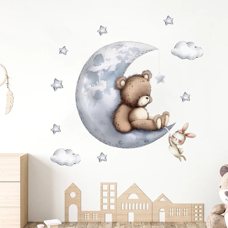 Sleepy Teddy Bear Wall Decals - Just Kidding Store