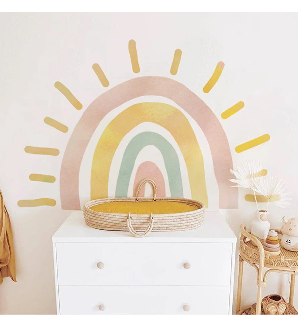 Rainbow Rising Sun Fabric Wall Sticker