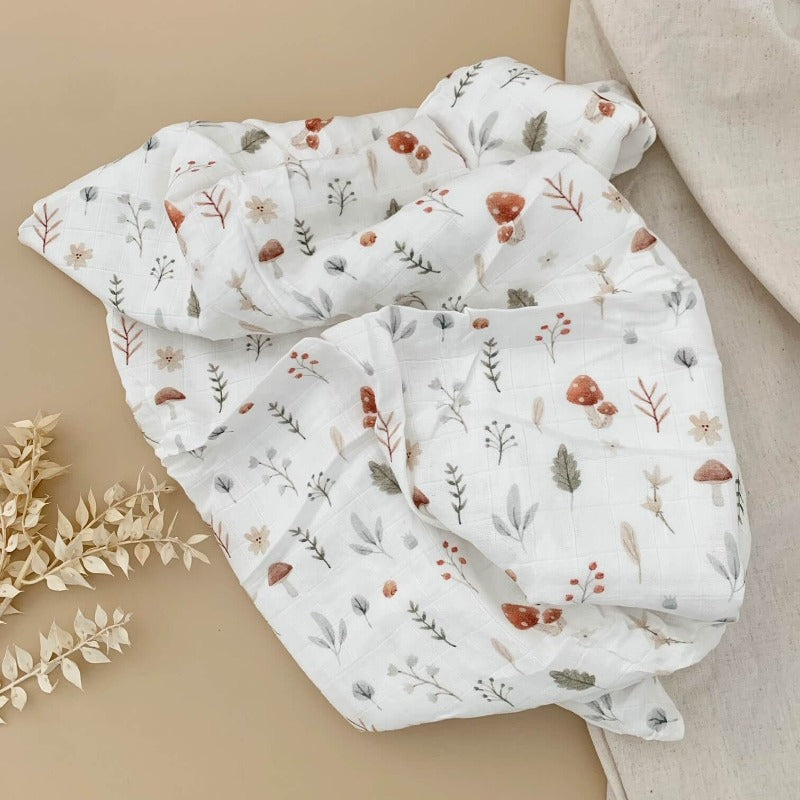 2 Layers Bamboo Cotton Muslin Swaddle Blankets - Just Kidding Store