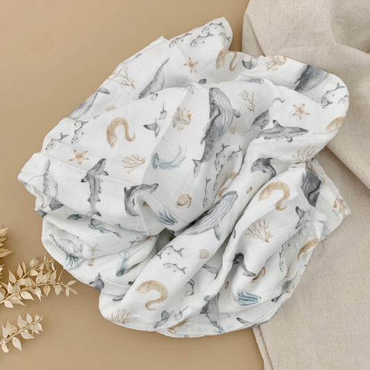 2 Layers Bamboo Cotton Muslin Swaddle Blankets