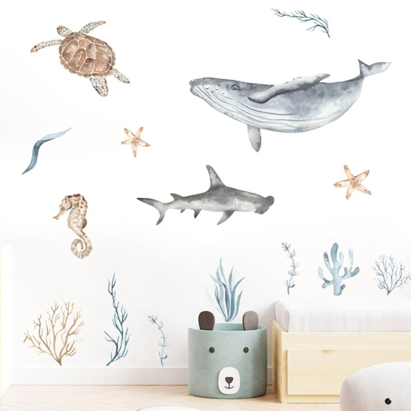 Watercolor Ocean World Wall Decals - Just Kidding Store