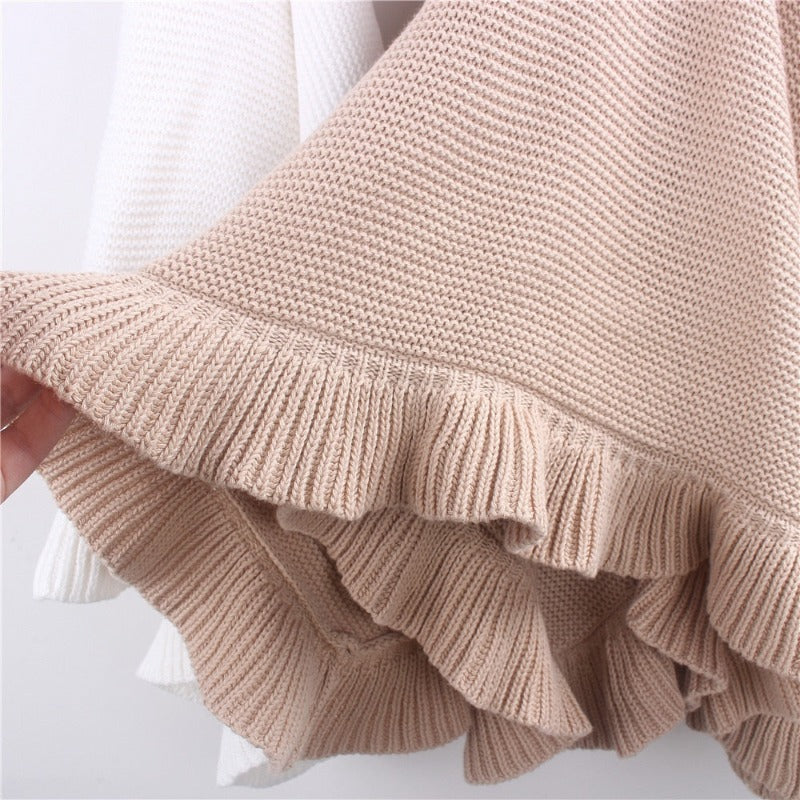 Knitted Ruffle Baby Infant Childrens Blanket - Just Kidding Store