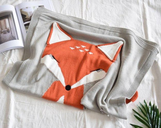 Lovely Soft Knitted Fox Kids Blanket - Just Kidding Store