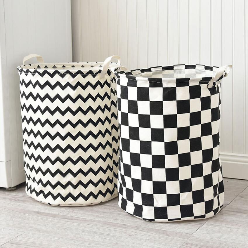 Monochrome Toy Storage Hamper Bag Chevron, Check - Just Kidding Store