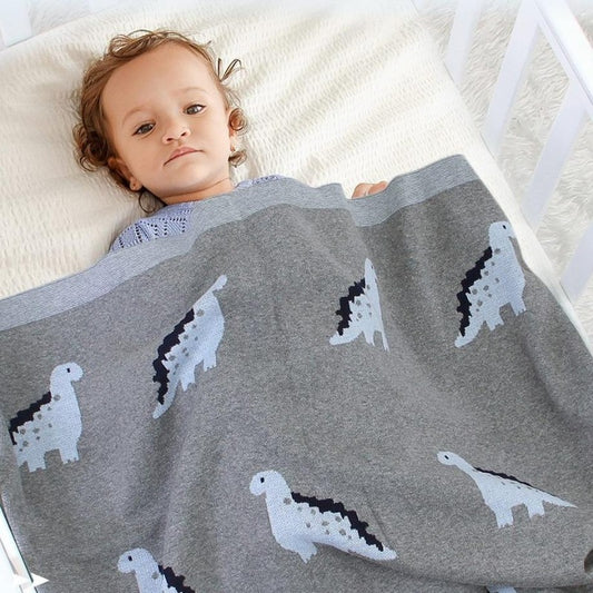 Little Dinosaur Baby Kids Cotton Knitted Blanket - Just Kidding Store