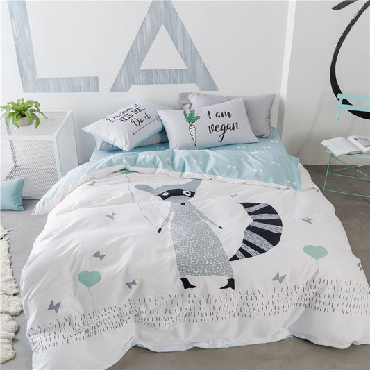 Gray Fox Bedding Set - Kids Nordic Bedding Set - Just Kidding Store